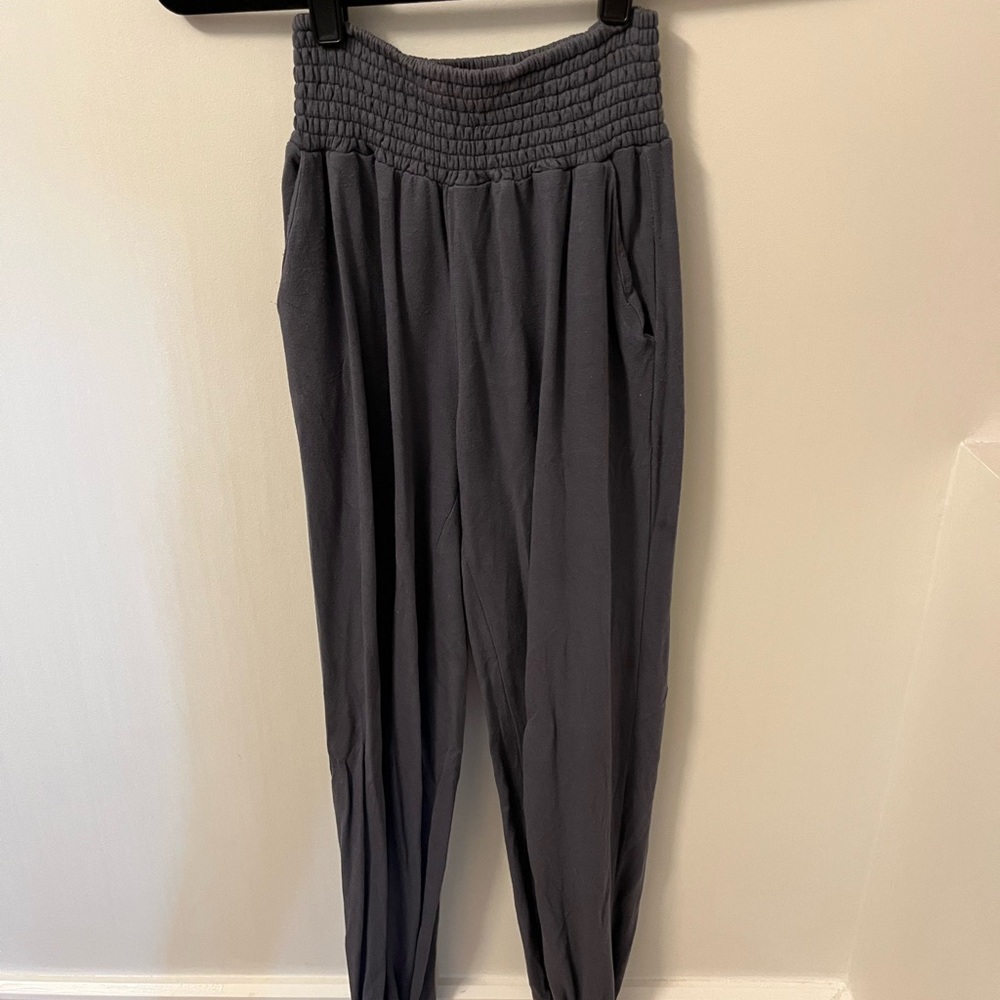 Bebe Charcoal Smocked Waist Jogger  Pants